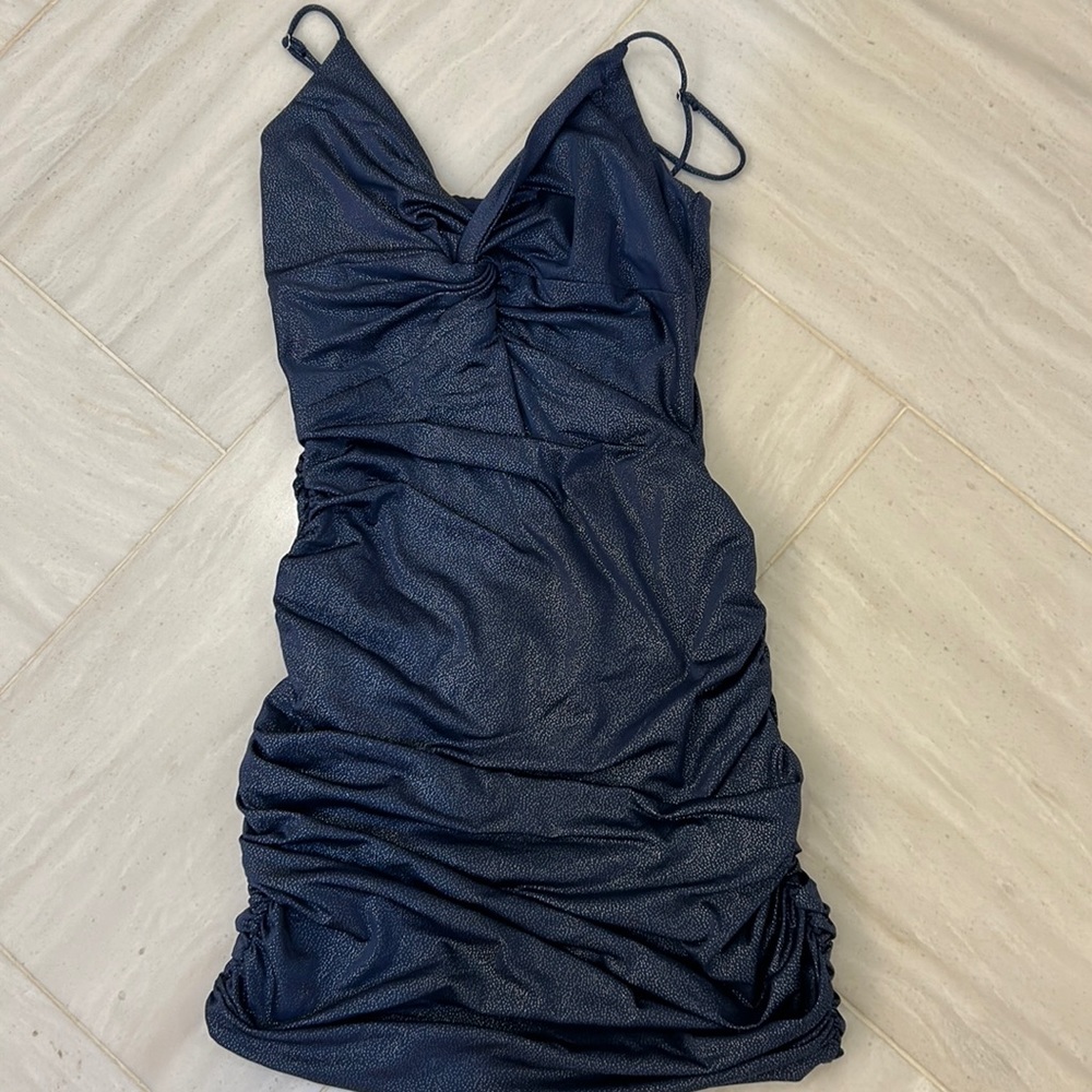 Navy sparkly tight mini dress